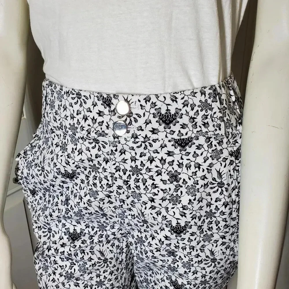 NWT INC Women's White Pocketed Joggers Elastic Waistband Cuffs Printed Pants - Picture 12 of 17